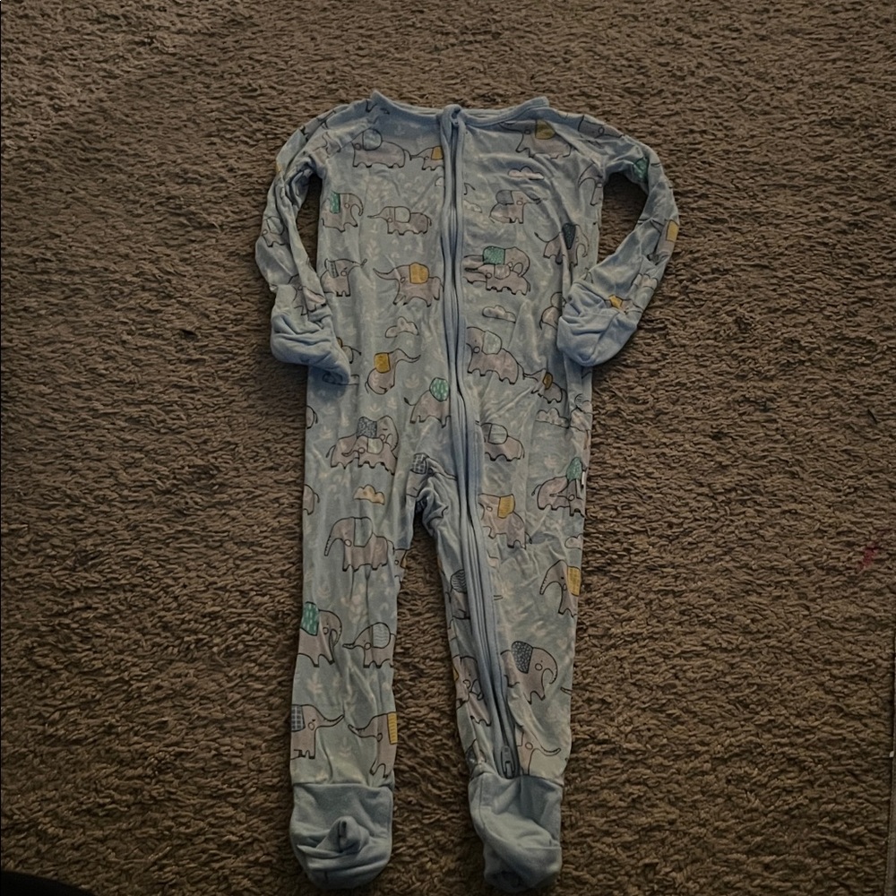 Little Sleepies Blue Elephant Print Footie